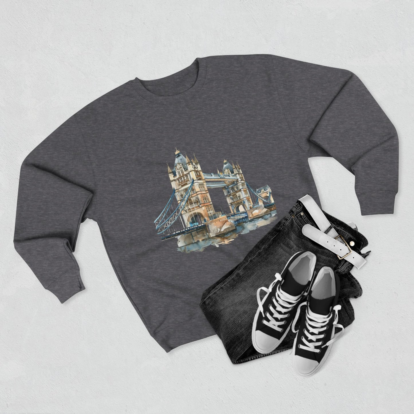 Unisex Crewneck Sweatshirt - London Bridge - Iconic Landmark and Historical Beauty