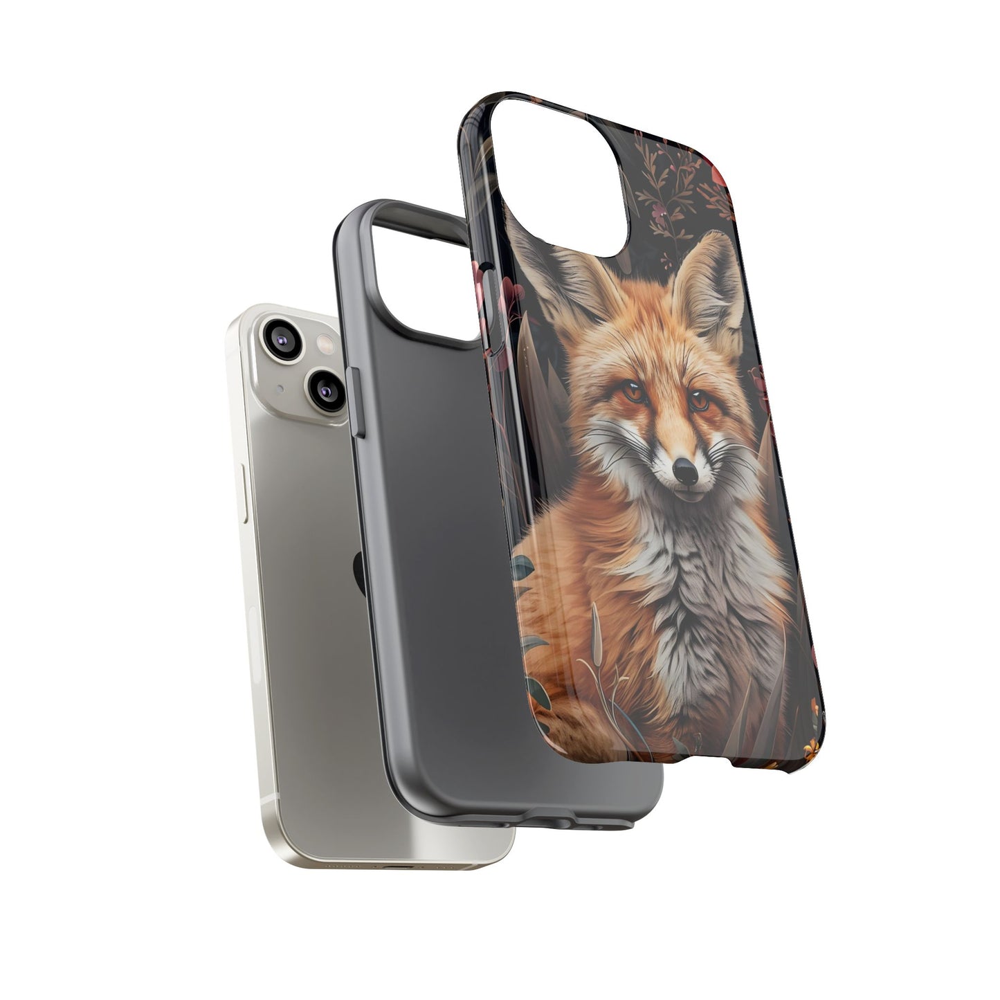 Fox Floral Phone Case, Tough Cases for Animal Lovers, Nature Themed Gift, Cute Phone Cover, Wild Fox Protector