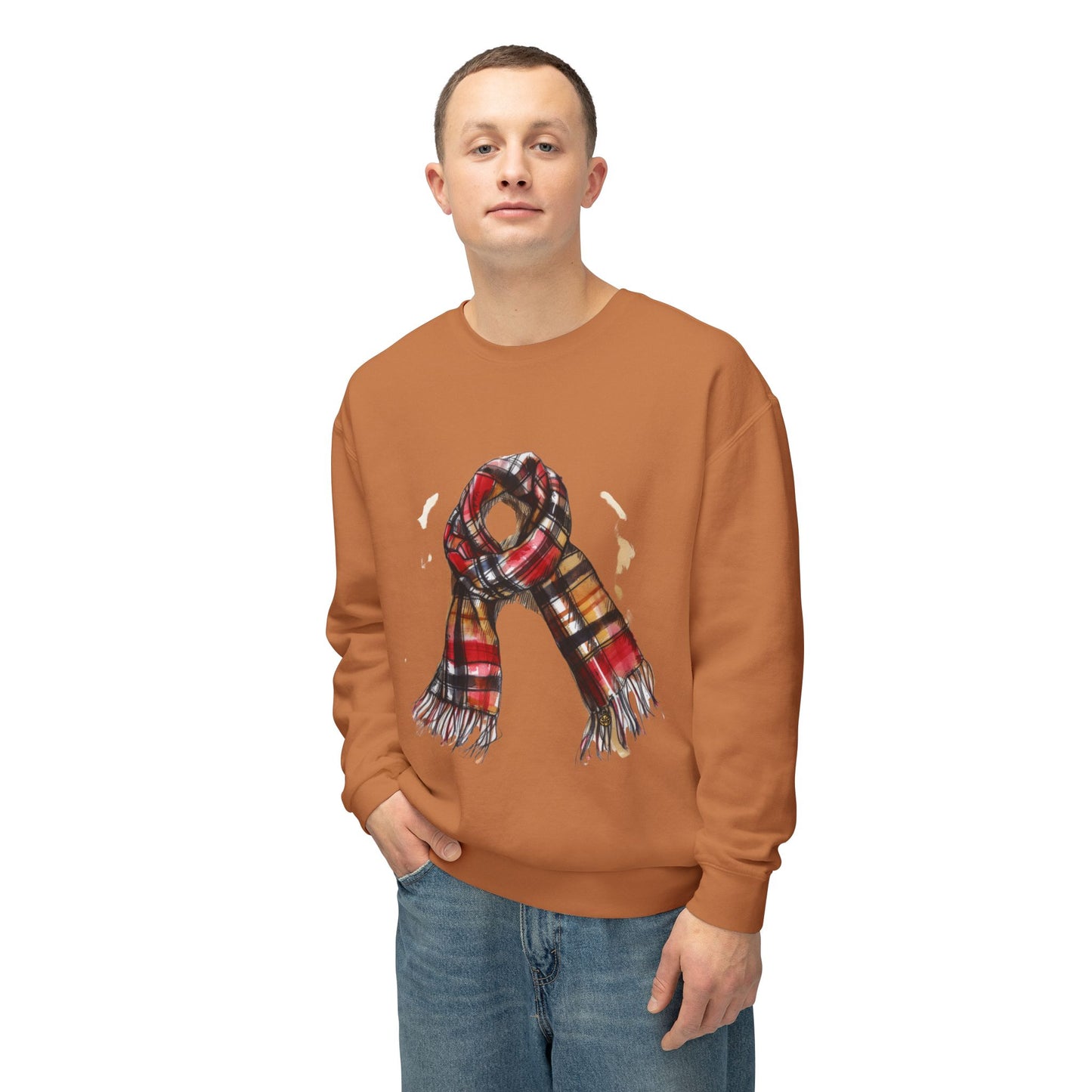 Unisex Lightweight Crewneck Sweatshirt - Plaid British Scarf - Timeless Style and Classic Elegance