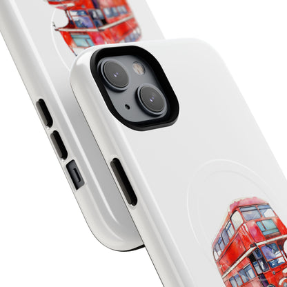 Vintage Double-Decker Bus Phone Case, Tough Magnetic Cases, Unique Mobile Cover, Gifts for Travelers, London-Themed Accessories