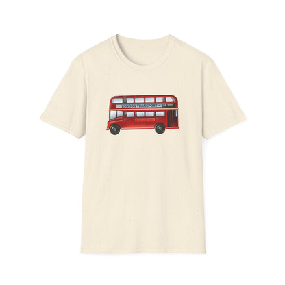 London Transport English Bus - Iconic Red Double-Decker Relaxed Unisex Softstyle T-Shirt