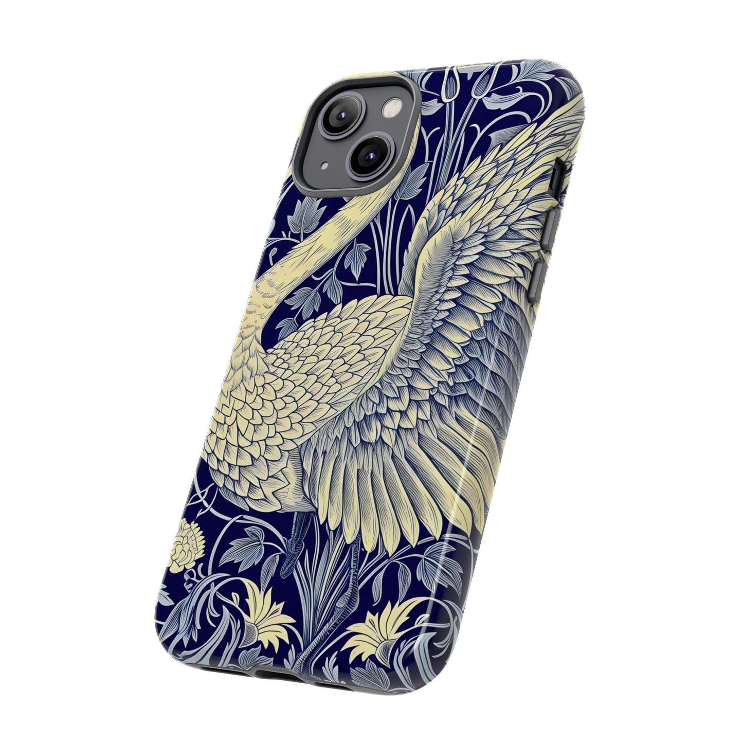 Elegant Swan Phone Case, Floral Design, Tough Cases for Gift, Stylish Protection, Unique Phone Accessory, Modern Floral Art