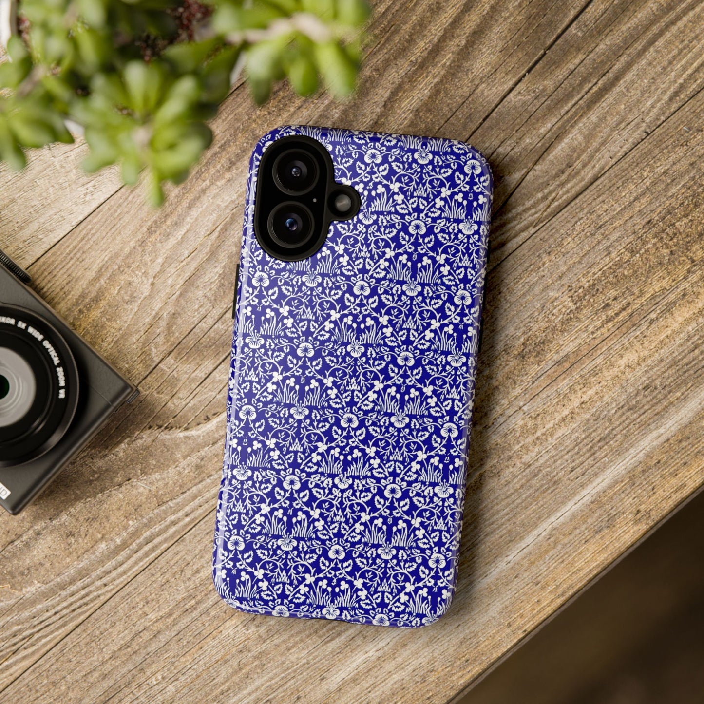 Elegant Floral Phone Case - Tough Cases, Blue Floral Design, Stylish Phone Accessory, Unique Gift, Modern Tech Protection