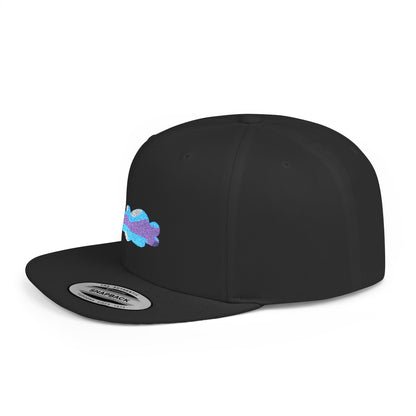 Light Blue Cloud Doodle Flat Bill Snapback