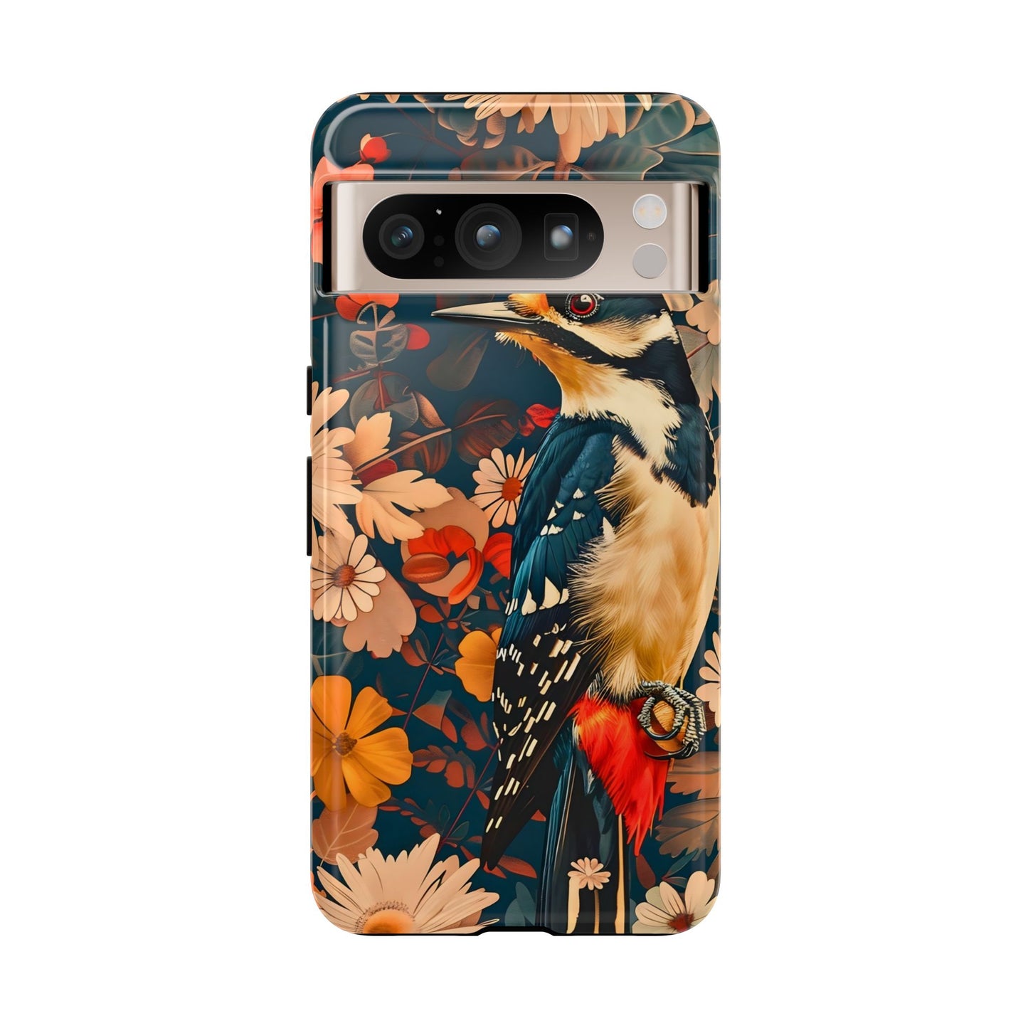 Artistic Bird Phone Case, Unique Tough Cases for Nature Lovers, Floral Design, Cute Gift, Customized Phone Accessories