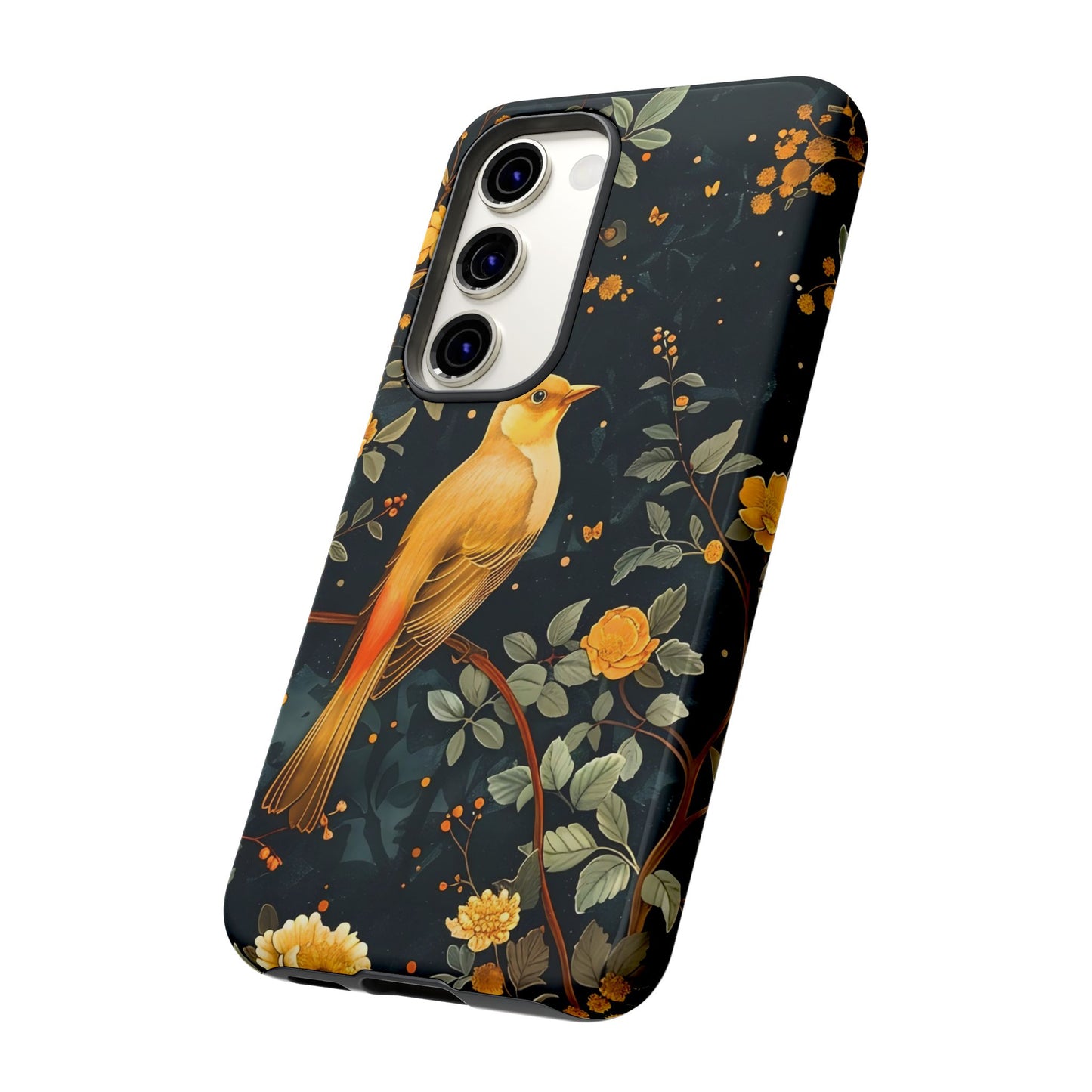 Floral Phone Case, Tough Cases with Bird Design, Nature Lover Gift, Stylish Protection, Birthday Present, Floral Phone Cover