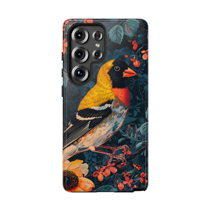 Colorful Bird Phone Case, Floral Phone Cover, Tough Phone Protector, Nature Lover Gift, Botanical Case, Unique Mobile Accessory