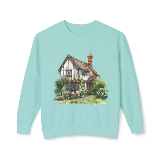 Unisex Lightweight Crewneck Sweatshirt - Charming British House - Classic Design and Warmth