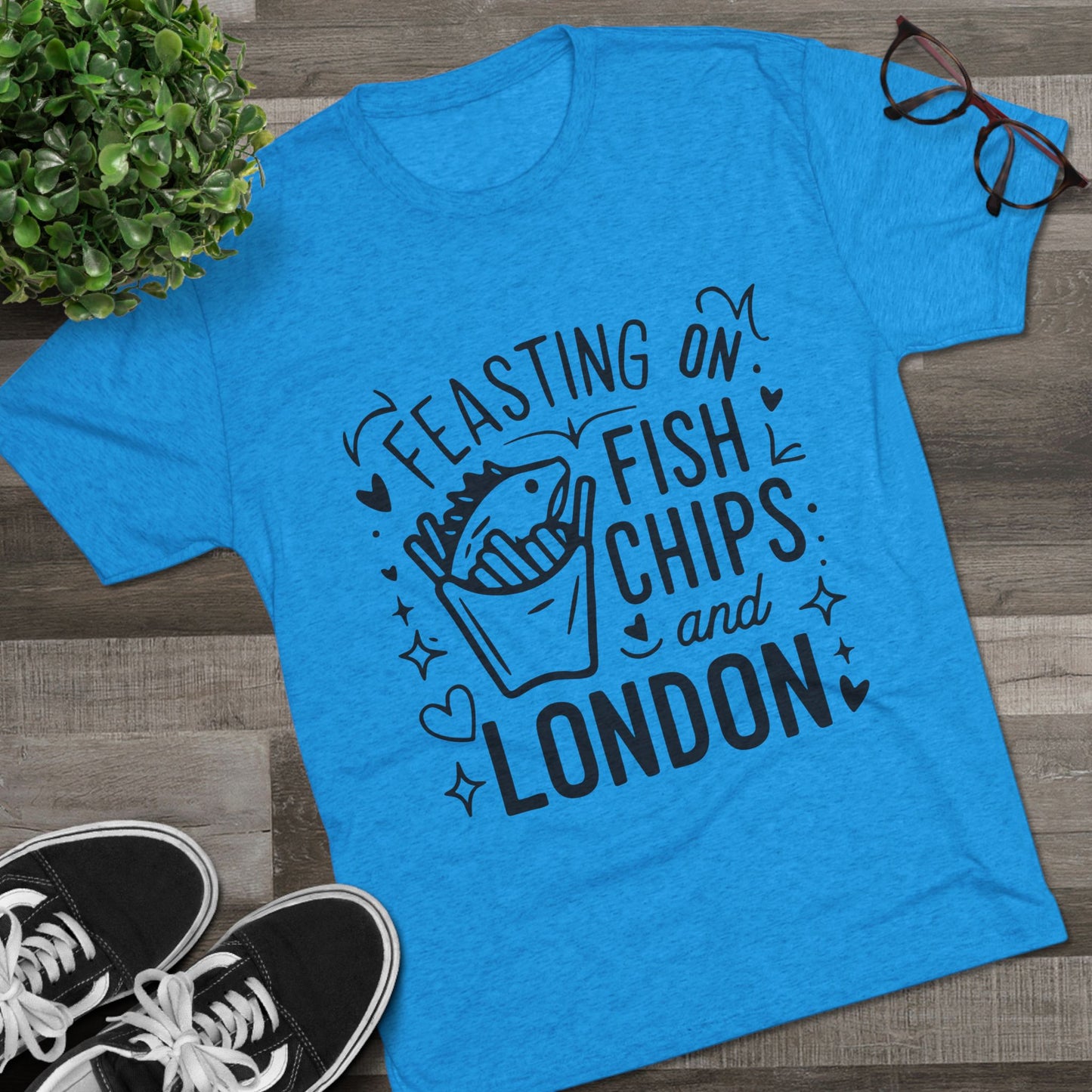 Fish Chips and London Cozy Unisex Tri-Blend Crew Tee
