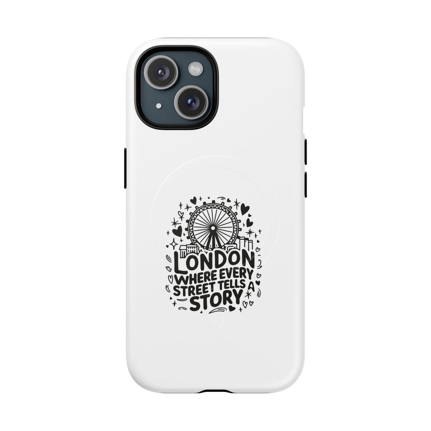 London Story Magnetic Phone Case, Tough Phone Cover, Gift for Travel Lovers, Unique London Souvenir, Storytelling Phone Accessory
