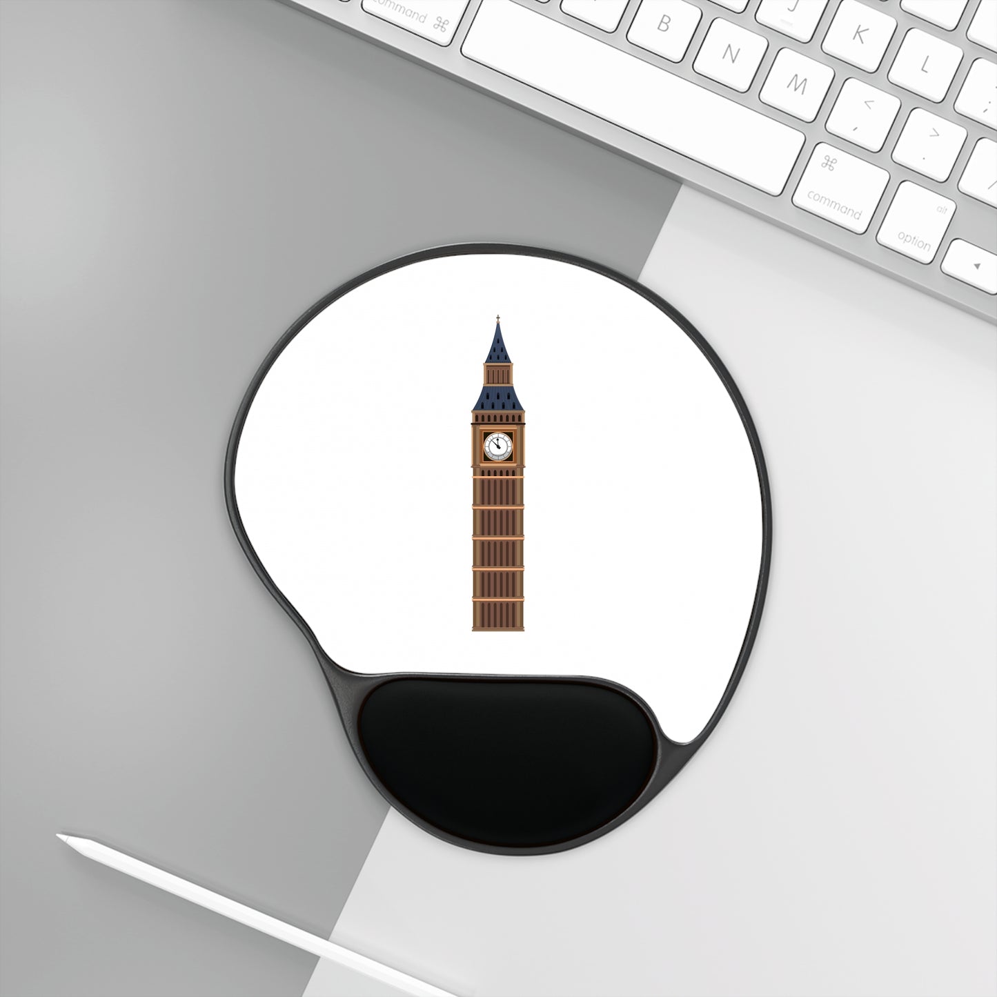 Mouse Pad with Wrist Rest - London Big Ben Design, Office Accessory, Ergonomic Support, Gamer Gift, Desk Decor