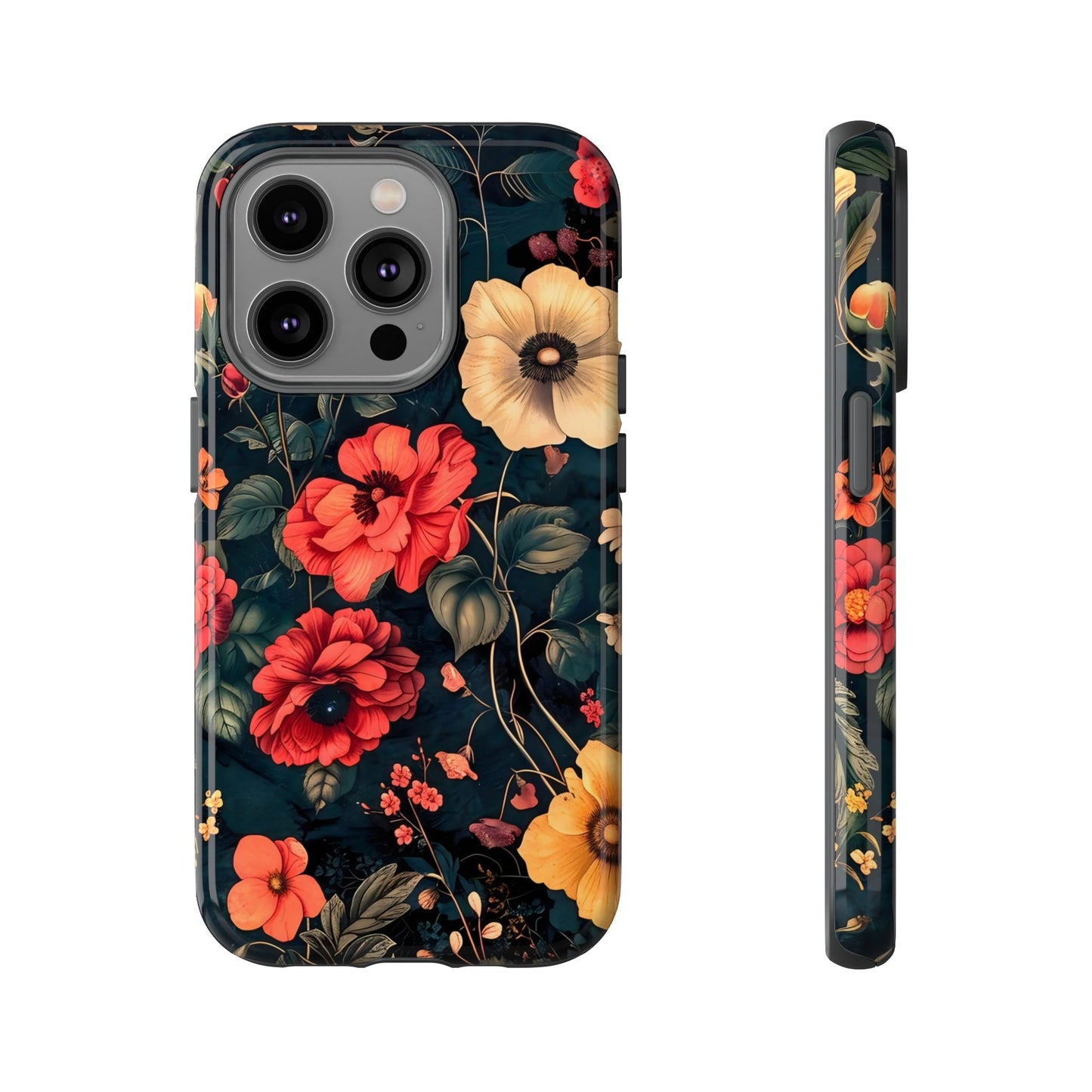 Floral Phone Case, Tough Cases, Flower Motif, Protective Cover, Gift for Her, Floral Design, Spring Accessory