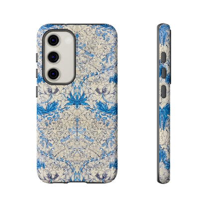Elegant Floral Phone Case, Tough iPhone Cover, Stylish Mobile Protector, Blue Patterned Case, Unique Gift for Her