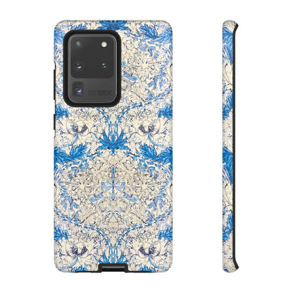 Elegant Floral Phone Case, Tough iPhone Cover, Stylish Mobile Protector, Blue Patterned Case, Unique Gift for Her
