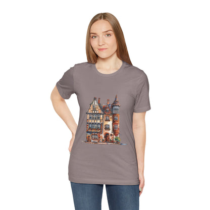 Unisex Jersey Short Sleeve Tee - Countryside Charm - The Classic British Village House