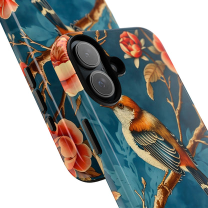 Bird & Floral Phone Case, Tough Cases for Nature Lovers, Gift for Her, Customizable Design, Vibrant Tech Accessories