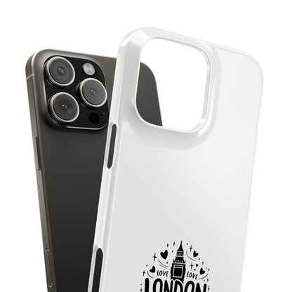 London Love Slim Phone Case - Perfect for Travelers, Gifts, London Souvenir, Minimalist Tech Accessory, Chic Cellphone Cover