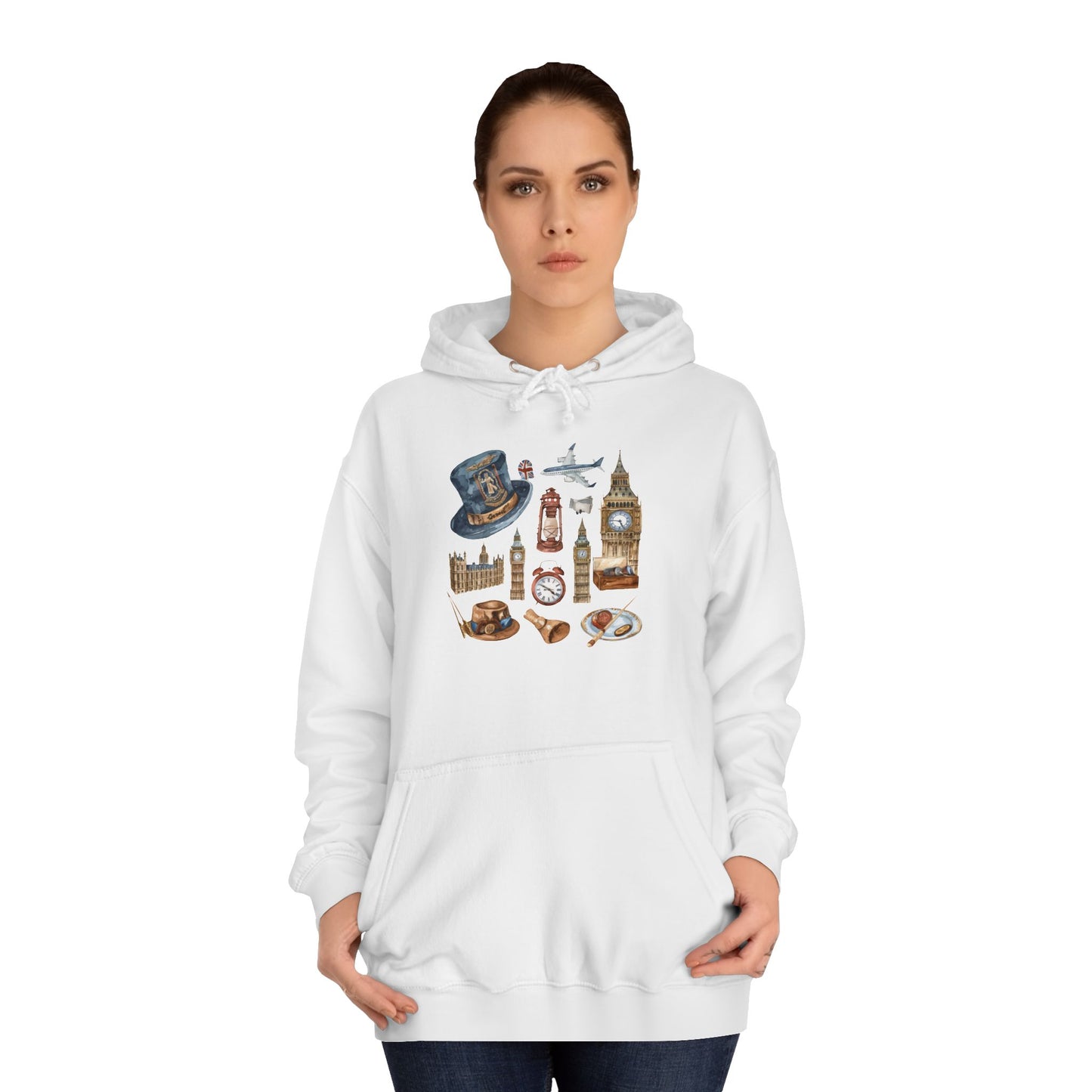 Unisex College Hoodie - Classic Britain - Vintage Icons and Emblems
