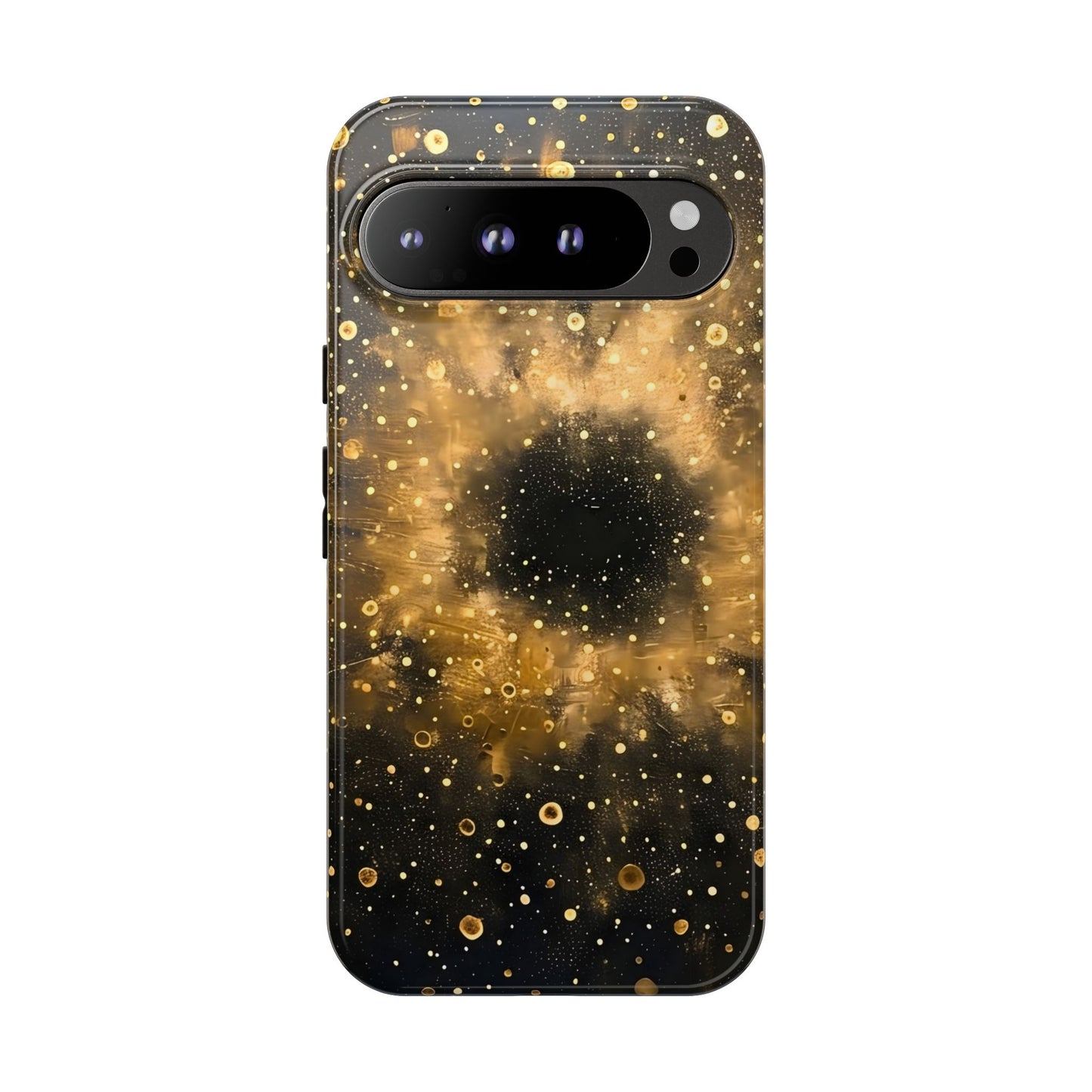 Stylish Phone Case with Golden Galaxy Design, Tough Phone Cover, Trendy Mobile Accessory, Gift for Space Lovers, Protective Phone Shell