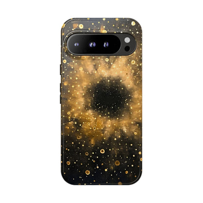 Stylish Phone Case with Golden Galaxy Design, Tough Phone Cover, Trendy Mobile Accessory, Gift for Space Lovers, Protective Phone Shell
