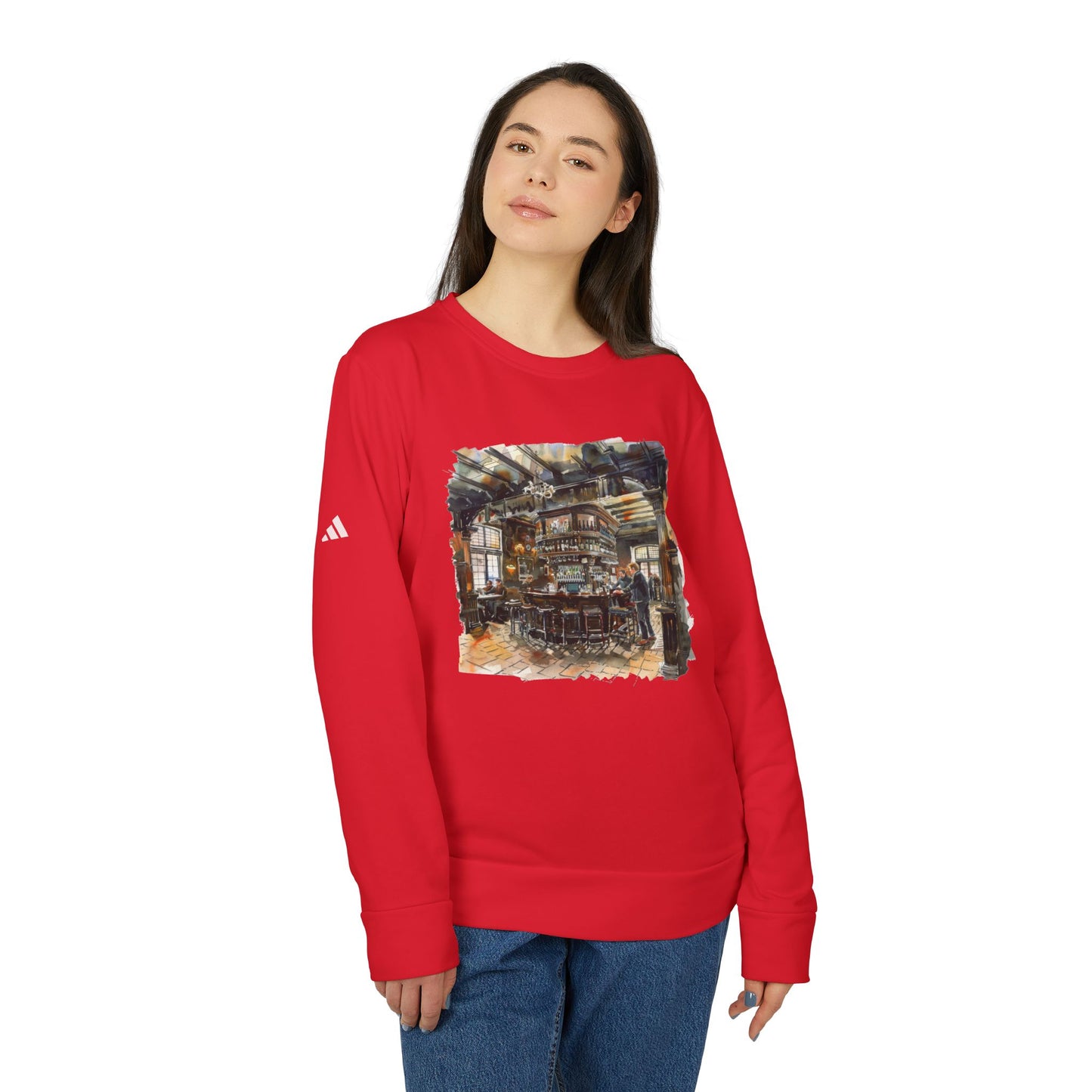 Fleece Crewneck Sweatshirt - Unisex Green Sweatshirt for Casual Wear - British Trendy Bar