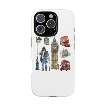 London Iconic Design Phone Case, Tough Cases, Gift for Travelers, London Souvenir, London Icons, Red Bus Phone Case
