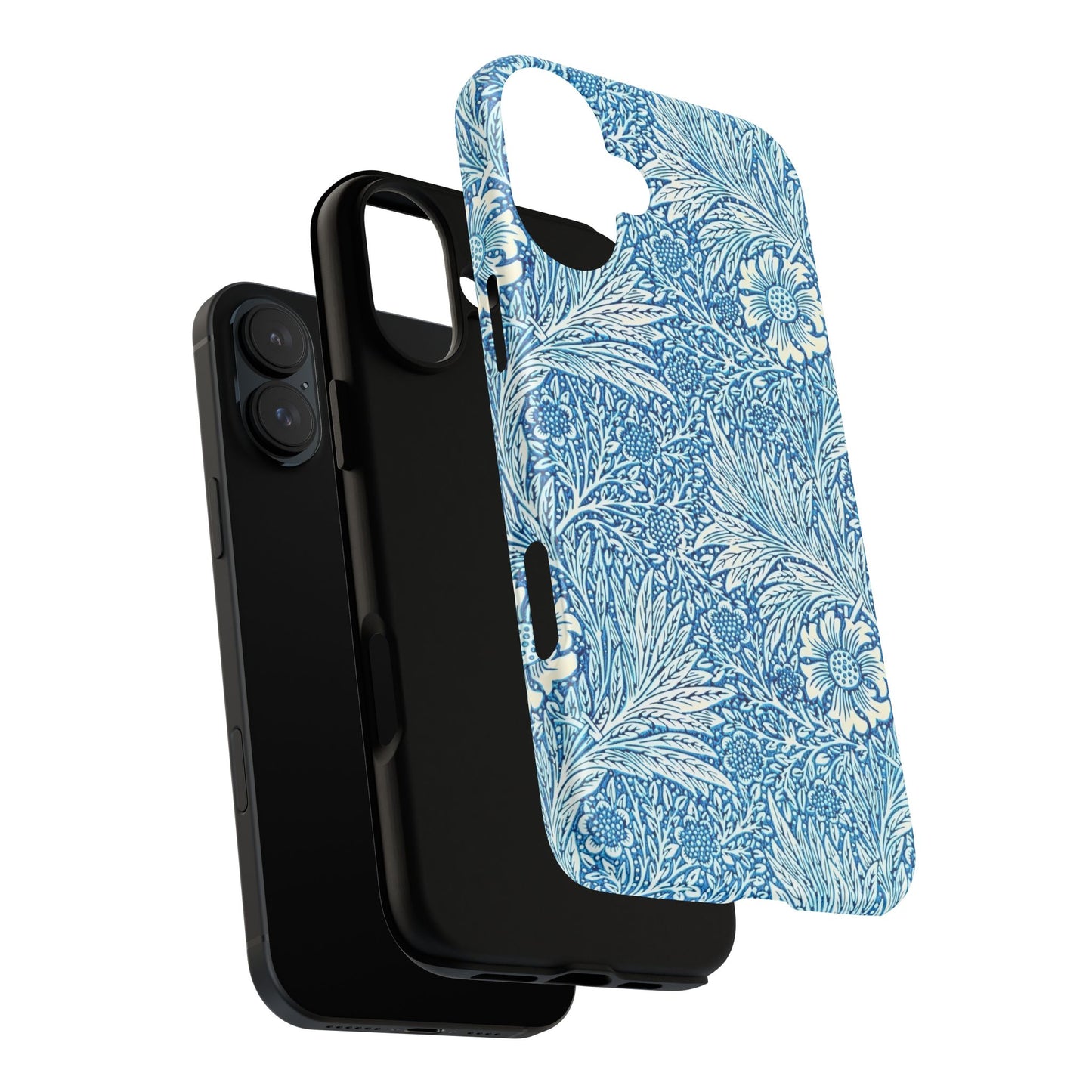 Stylish Phone Case, Tough Floral Phone Cover, Fashionable Tech Accessory, Gift for Her, Blue Flower Design