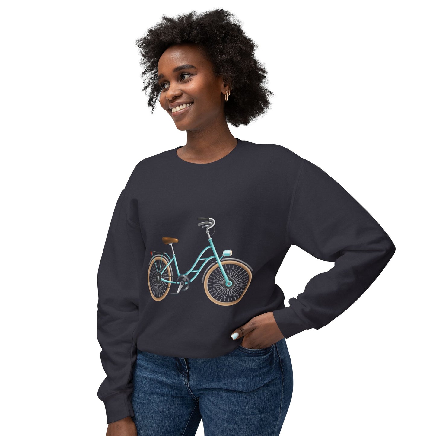 Unisex Lightweight Crewneck Sweatshirt - Classic Bicycle Illustration - London Style