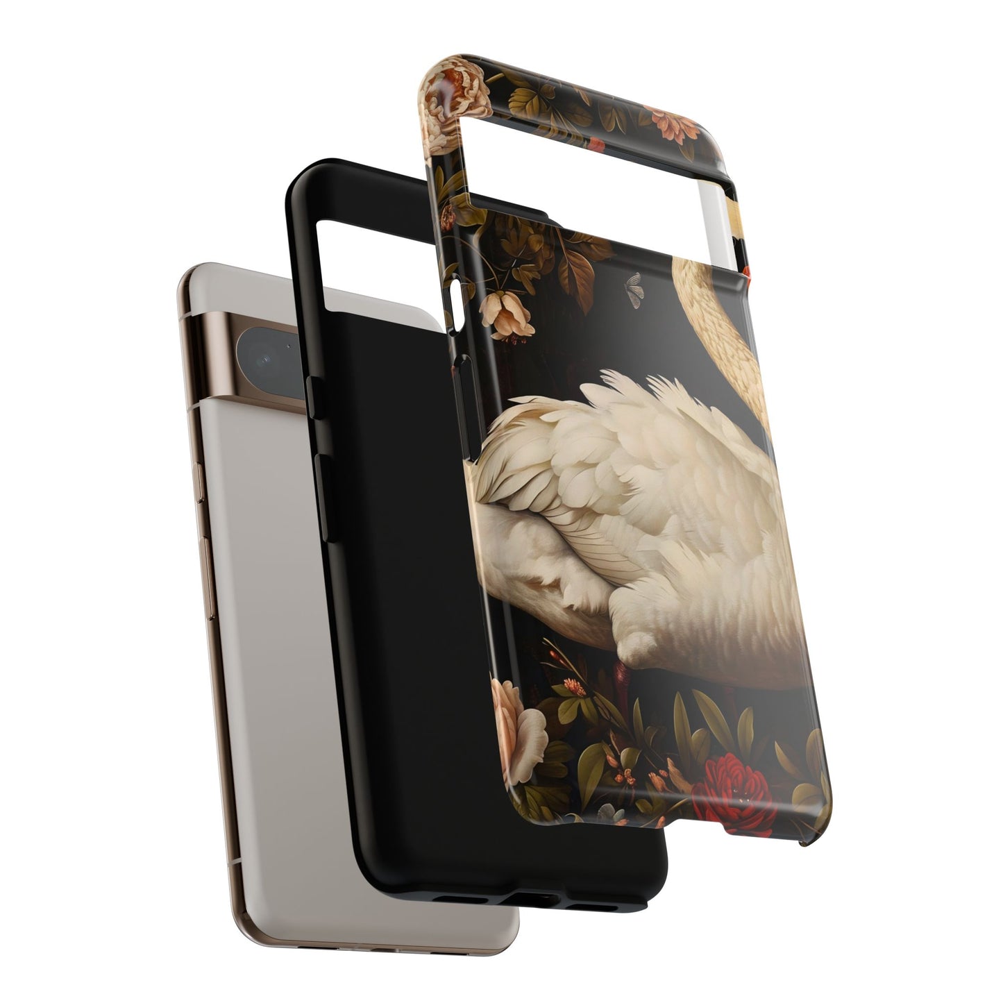 Elegant Swan Phone Case, Floral iPhone Cover, Tough Phone Case, Gift for Her, Nature Lover, Mother's Day, Birthday