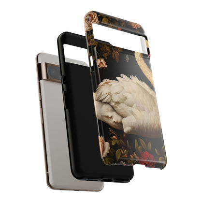 Elegant Swan Phone Case, Floral iPhone Cover, Tough Phone Case, Gift for Her, Nature Lover, Mother's Day, Birthday