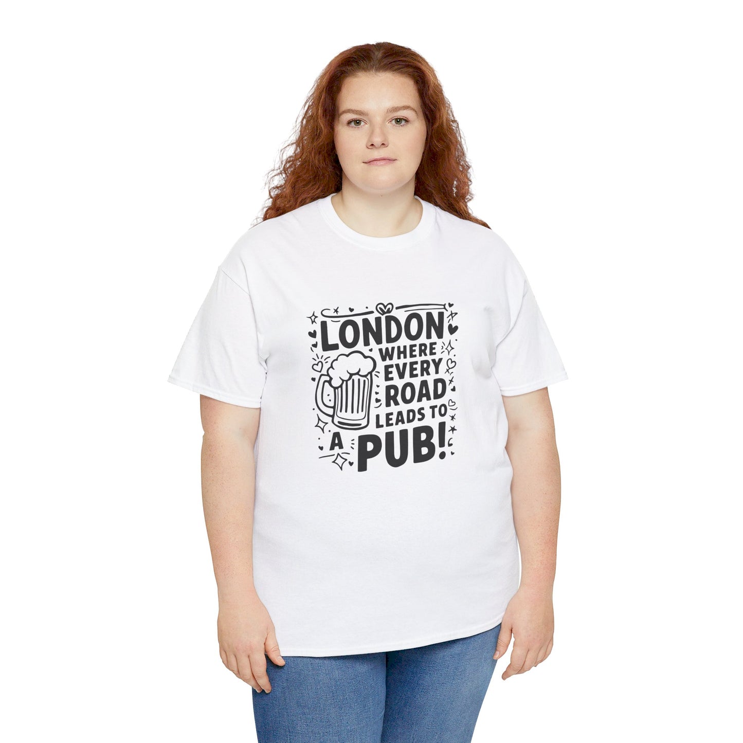 London Where Every Road Leads To Pub Soft-touch Unisex Heavy Cotton Tee