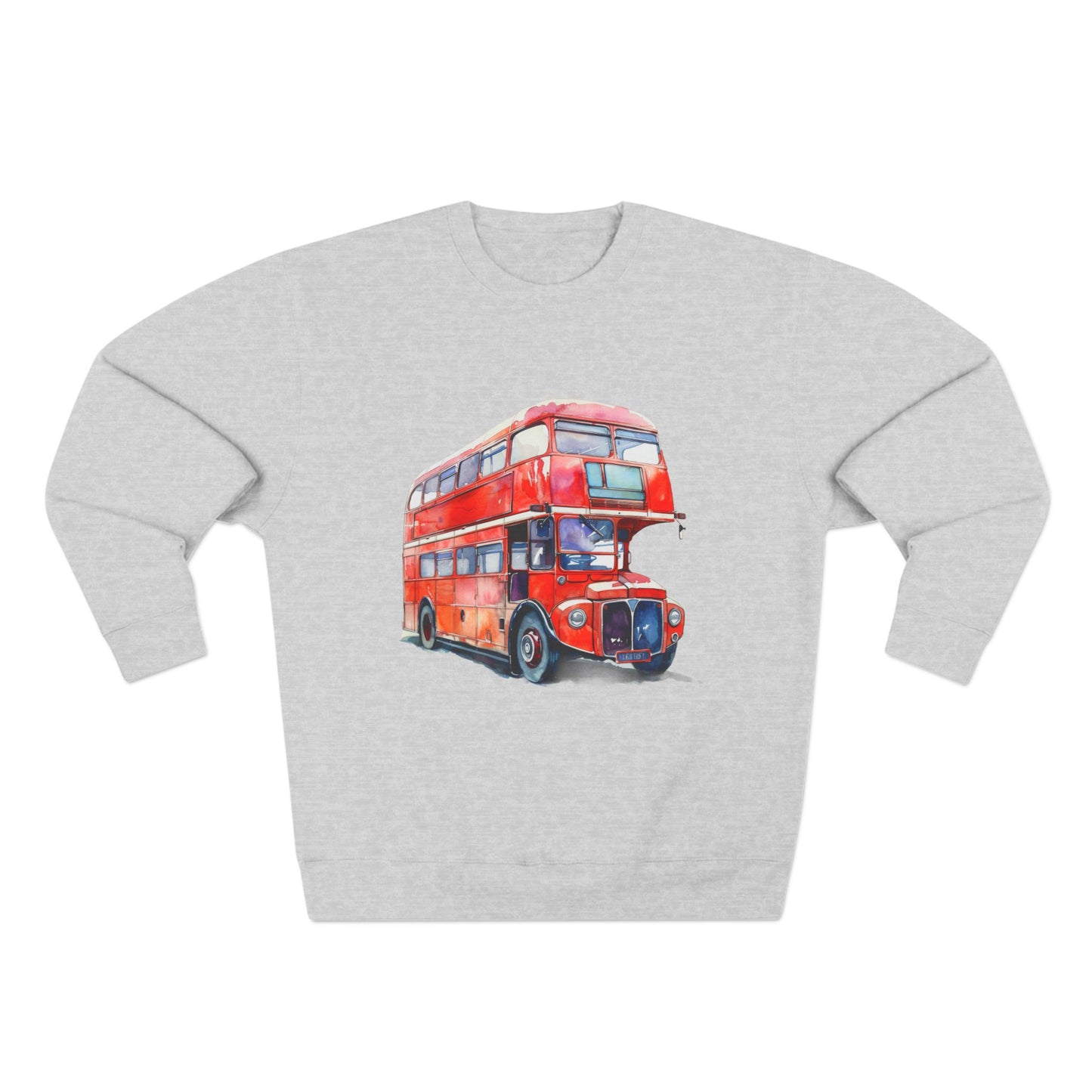 Unisex Crewneck Sweatshirt - London Transport English Bus Red Double-Decker