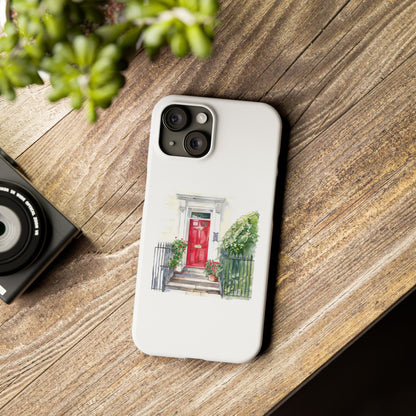 Charming Red Door Slim Phone Cases – Aesthetic Protection for Your Device, Perfect Gift for Home Lovers, Housewarming, Art Enthusiasts