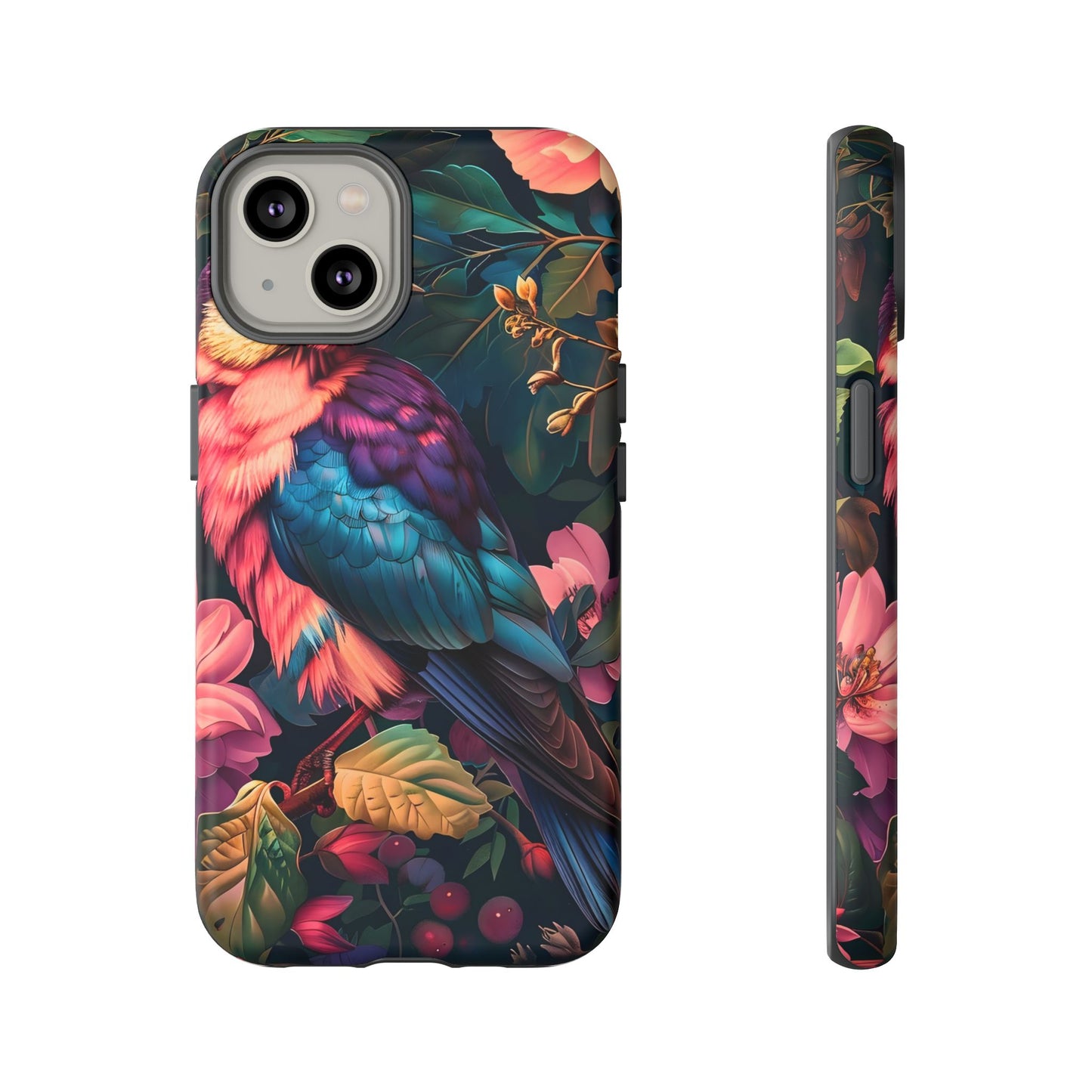 Vibrant Phone Case, Tropical Bird Design, Tough Phone Cover, Floral Tech Accessory, Gift for Nature Lovers