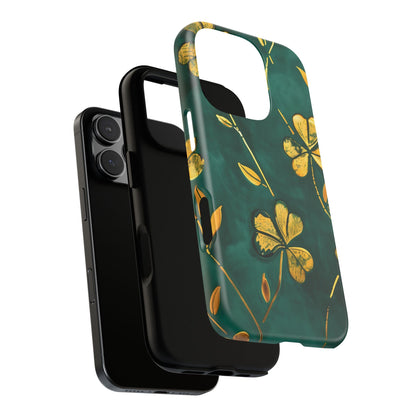 Floral Phone Case with Gold Accents, Tough Phone Cover, Stylish Phone Protector, Unique Gift for Her, Nature Lover Accessory
