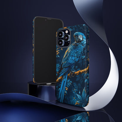 Tough Cases - Vibrant Blue Parrot Phone Case, Tropical Bird Phone Cover, Nature Lover Gift, Eco-Friendly Accessories, Unique Wildlife Decor