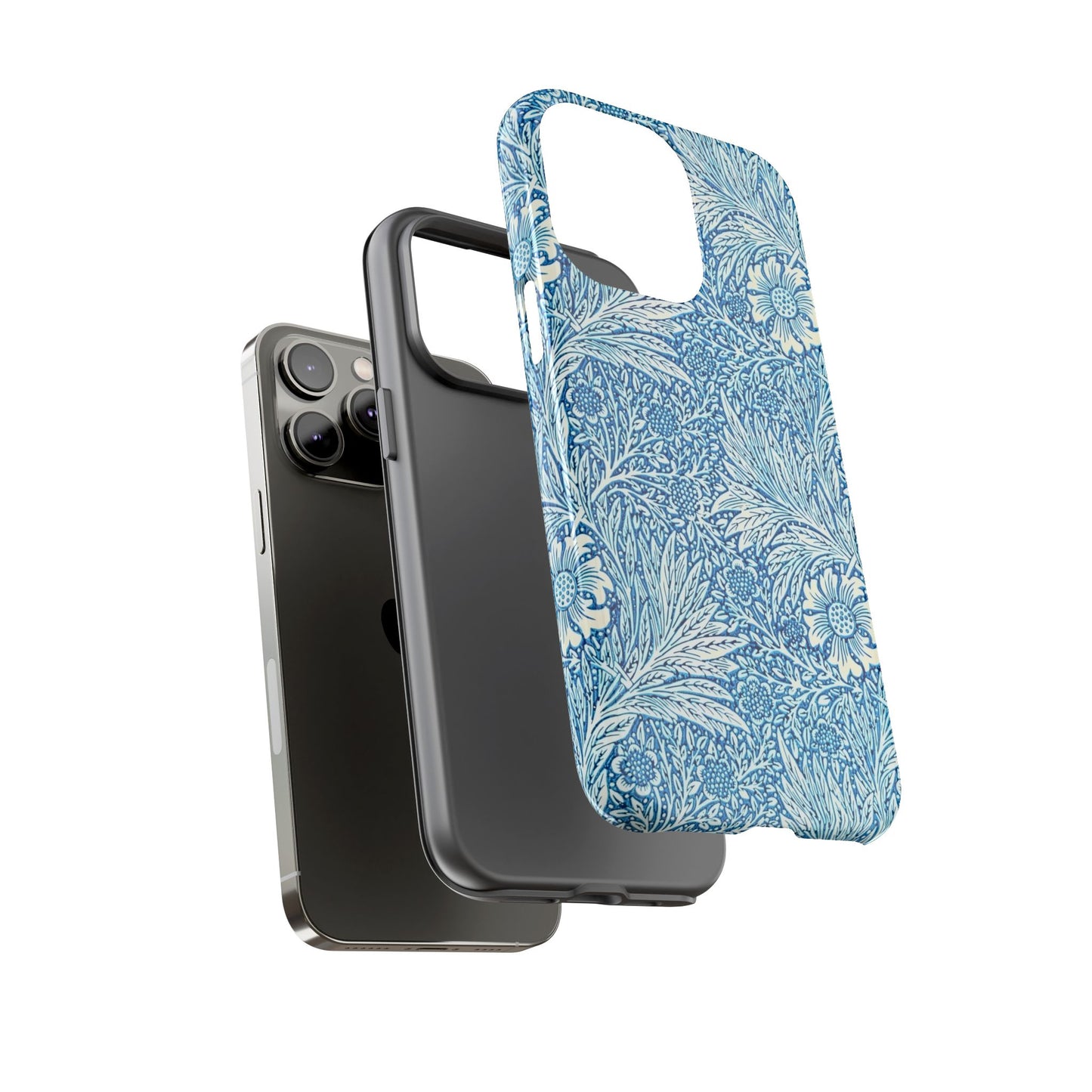 Stylish Phone Case, Tough Floral Phone Cover, Fashionable Tech Accessory, Gift for Her, Blue Flower Design