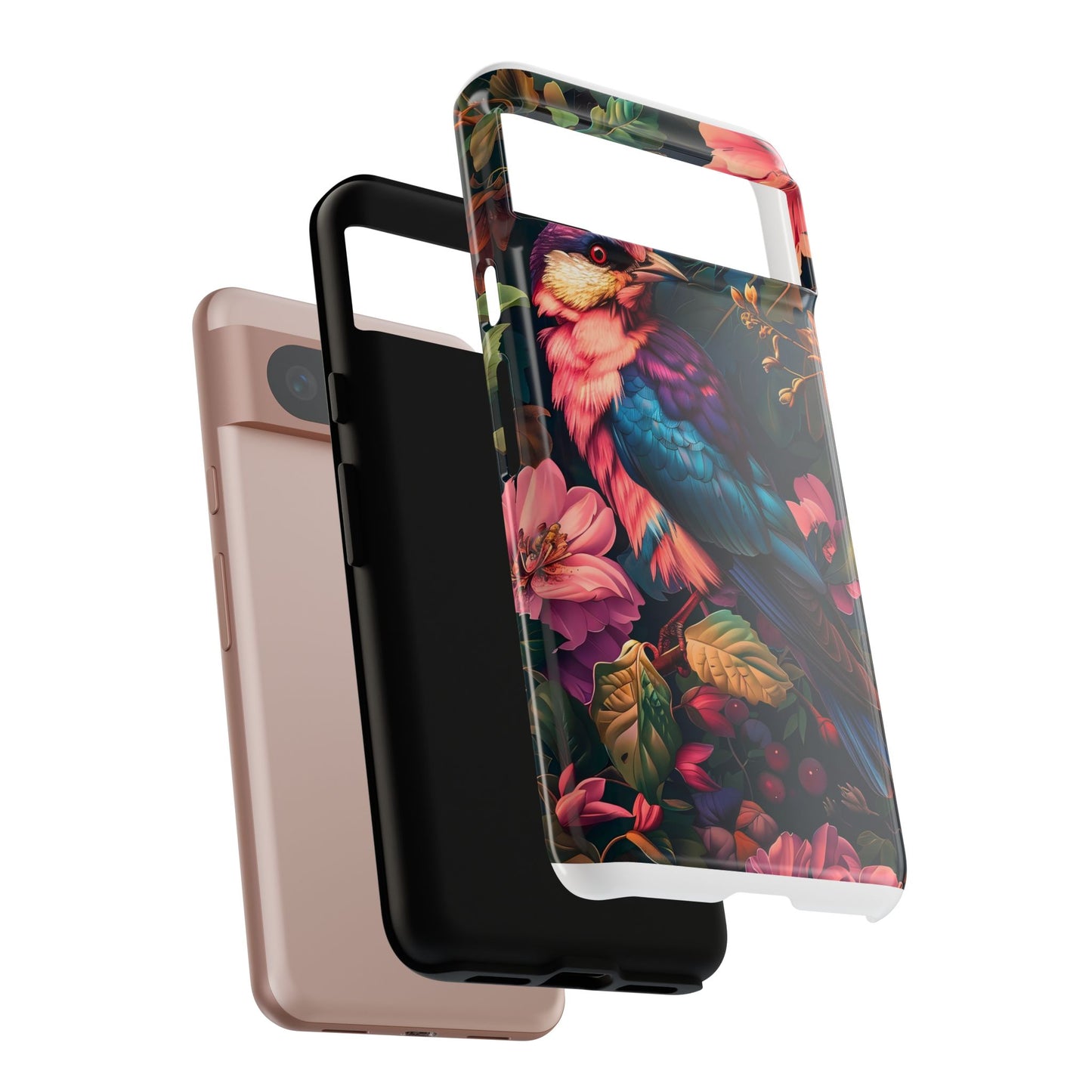Tough Cases: Vibrant Tropical Bird Phone Case, Floral Smartphone Cover, Nature Lover Gift, Boho Phone Accessory, Cute Bird Case