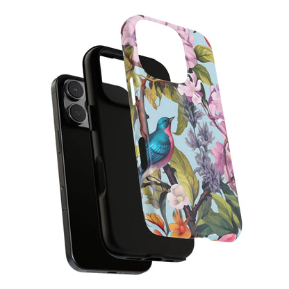 Floral Phone Case with Birds, Tough Cases for Nature Lovers, Stylish Phone Accessories, Unique Gifts for Her, Cute Tech Protector