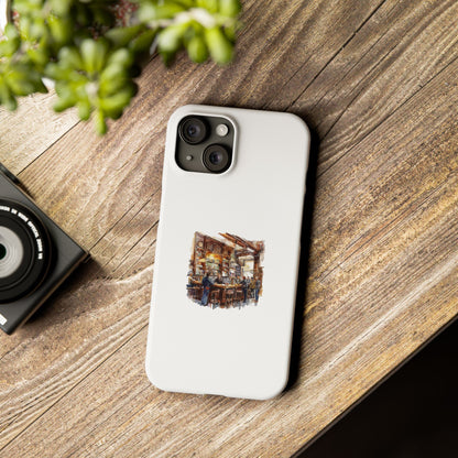 Artistic Slim Phone Cases, Coffee Shop Aesthetic, Unique Phone Covers, Gift for Coffee Lovers, Artistic Design Cases