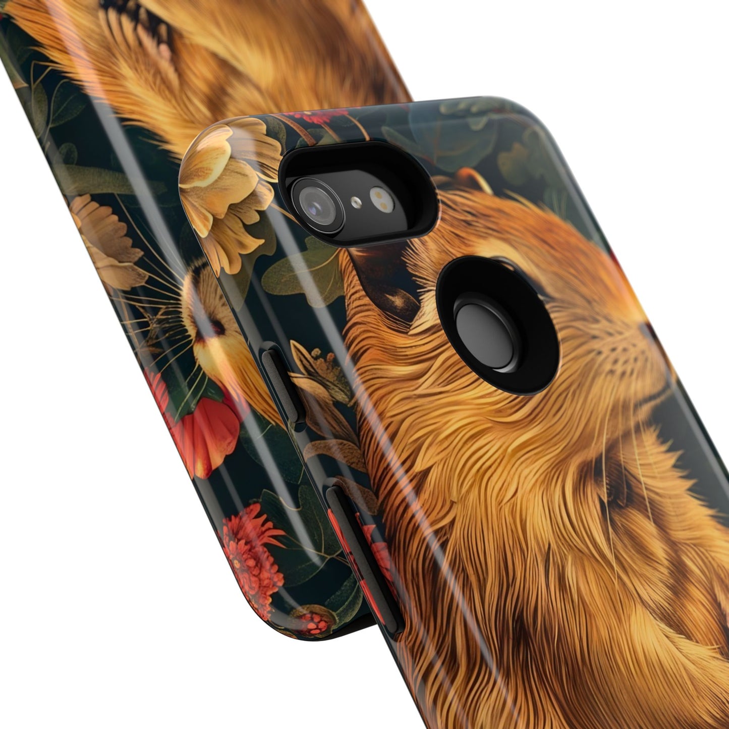 Cute Animal Phone Case, Floral Design Tough Cases for Nature Lovers, Gifts for Her, Customizable Mobile Accessory, Pet Lover Phone Cover
