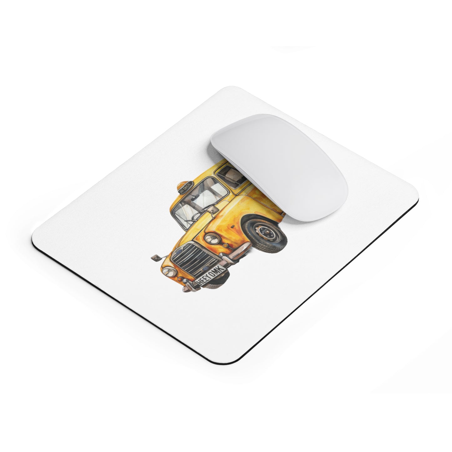 Charming Yellow Taxi Mouse Pad, Cute Office Decor, Work Gift, Thoughtful Student Present, Unique Desk Accessory