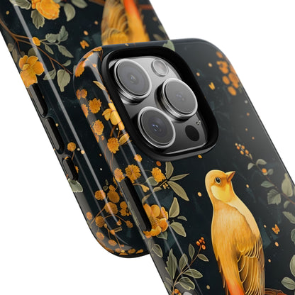 Floral Phone Case, Tough Cases with Bird Design, Nature Lover Gift, Stylish Protection, Birthday Present, Floral Phone Cover