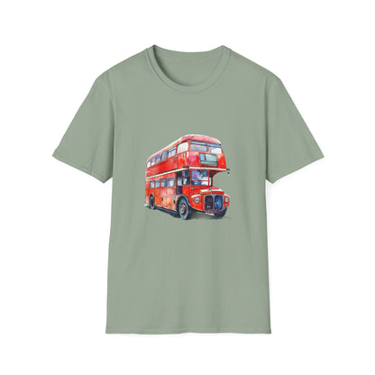London Transport English Bus - Iconic Red Double-Decker Rich Unisex Softstyle T-Shirt