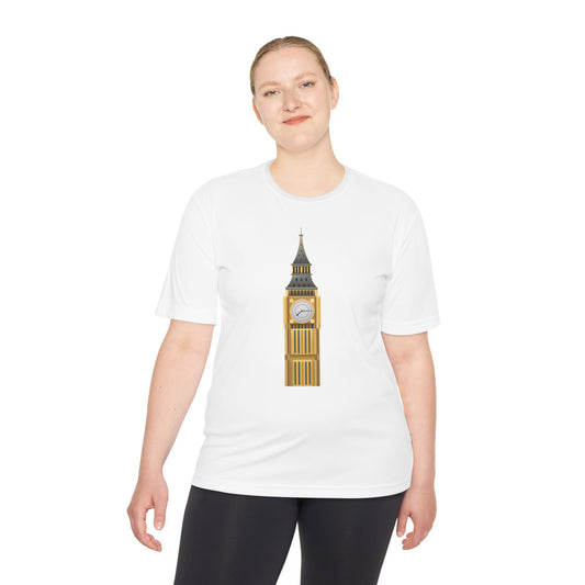 Unisex Moisture Wicking Tee - Big Ben Tower Watercolor Art Print