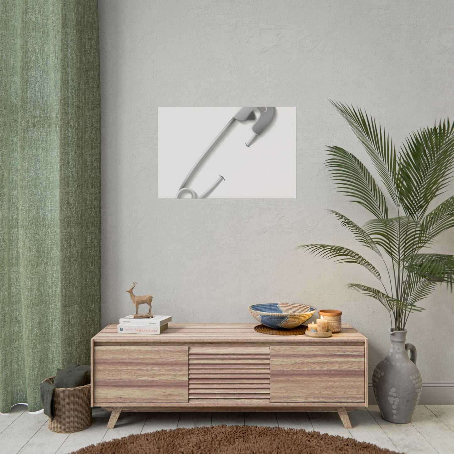 Minimalist Safety Pin Wall Art, Modern Decor, Unique Gift, Home Aesthetic, Art Print, Rolled Poster, Contemporary Interior Design