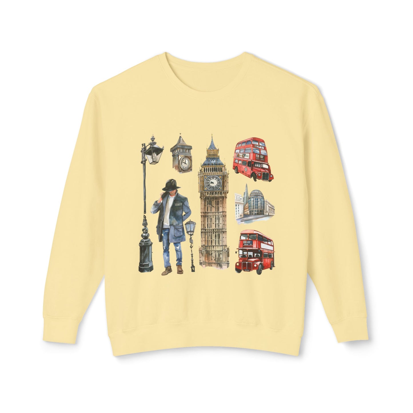 Unisex Lightweight Crewneck Sweatshirt - Vintage British Icons