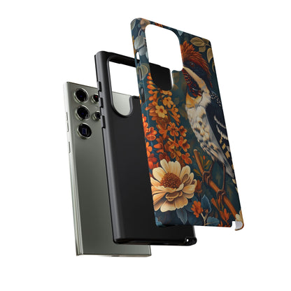 Tough Cases: Floral Bird Phone Case, Vintage Style Cover, Nature Lover Gift, Botanical Design, Spring Inspire Fashion