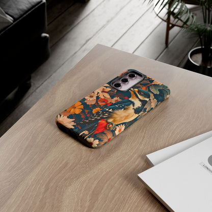 Artistic Bird Phone Case, Unique Tough Cases for Nature Lovers, Floral Design, Cute Gift, Customized Phone Accessories