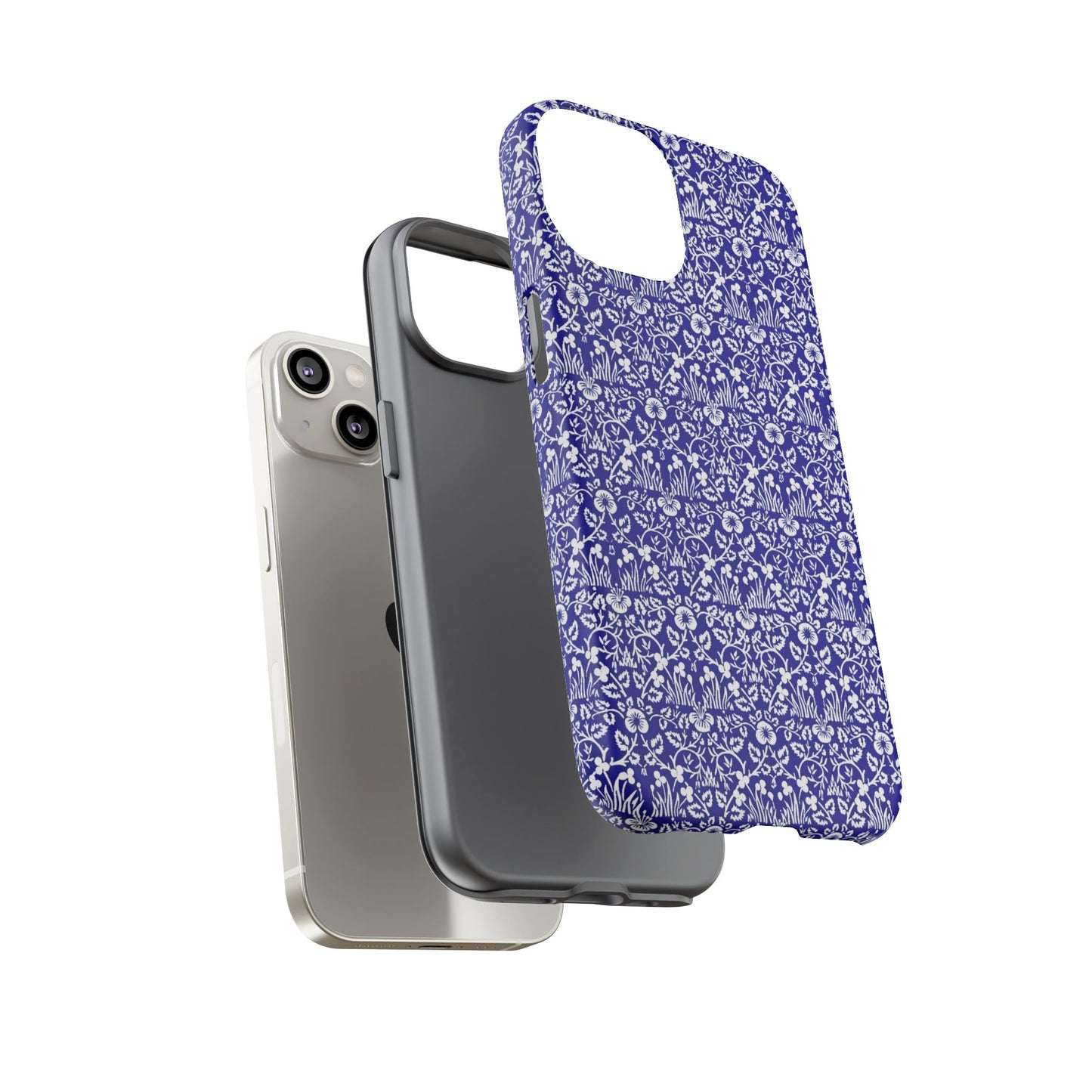 Elegant Floral Phone Case - Tough Cases, Blue Floral Design, Stylish Phone Accessory, Unique Gift, Modern Tech Protection